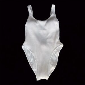 NWOT No Boundaries, White One Piece Ribbed Swimwear in a Women’s Size Small.